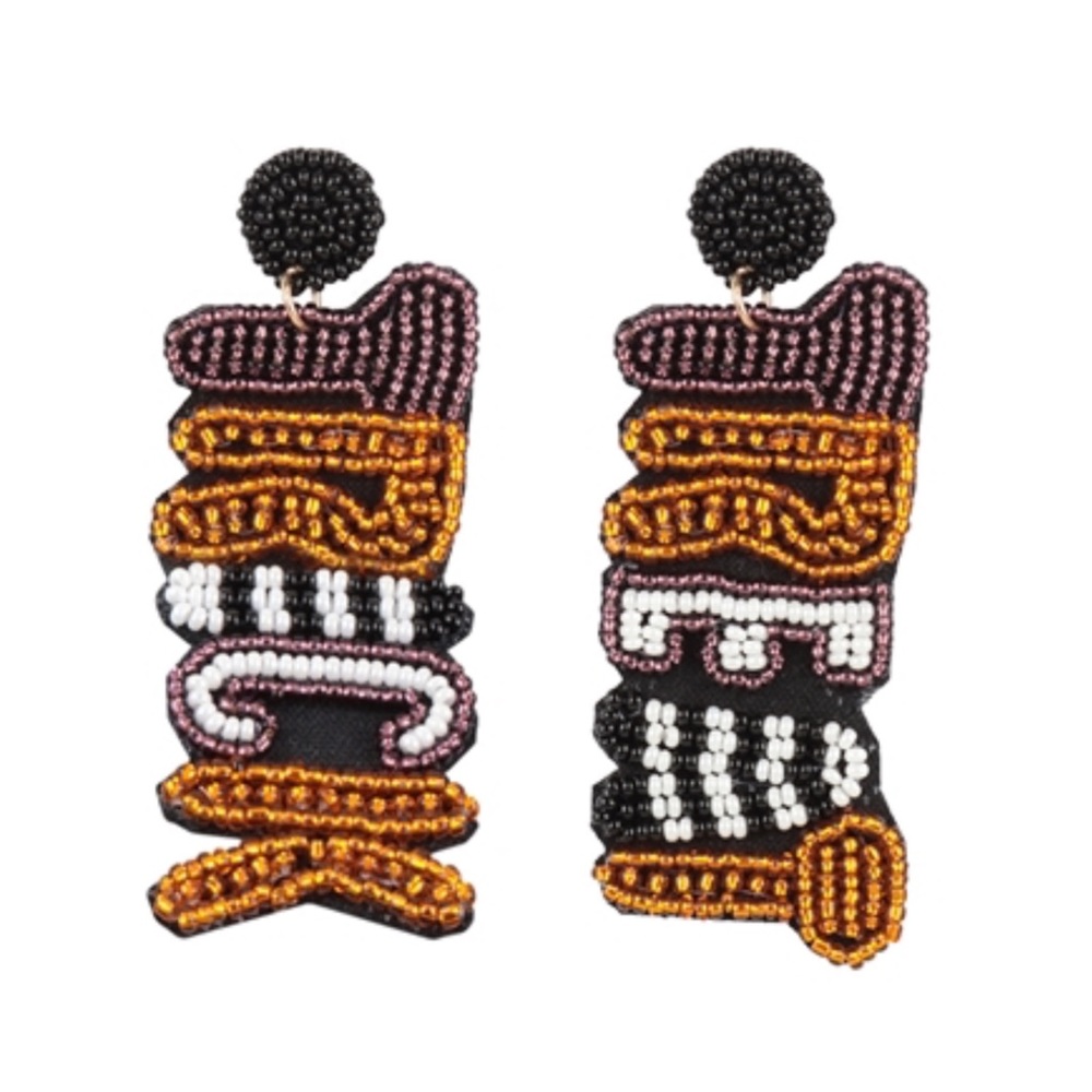 NWT Halloween Trick Treat Seed Bead Pierced Dangle Earrings.
